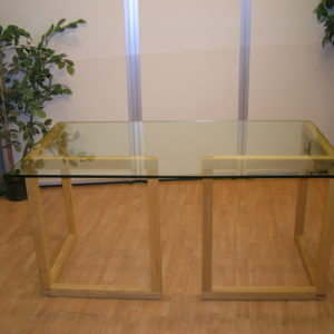 Table en verre 140X80X1 sur pied bois